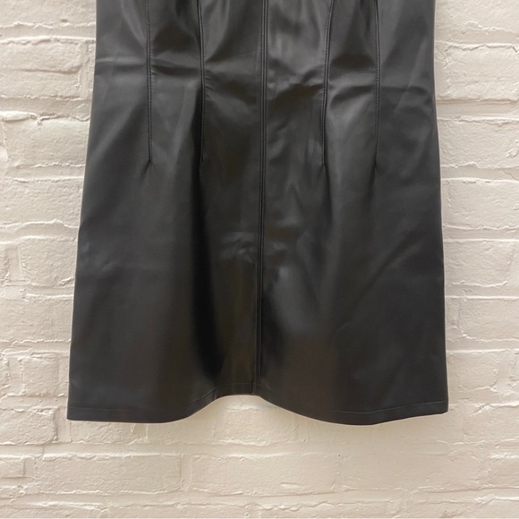 Abercrombie & Fitch || Faux Leather Mini Dress Black SP Small Petite NWT - Picture 3 of 8